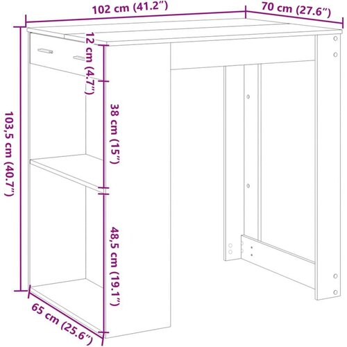 VidaXL Barski stol boja hrasta 102x70x103,5 cm konstruirano drvo Slike