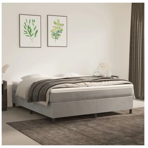  Box spring posteljni okvir svetlo siv 160x200 cm žamet