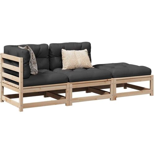  3-dijelni set vrtnih sofa od masivne borovine s jastucima Slike