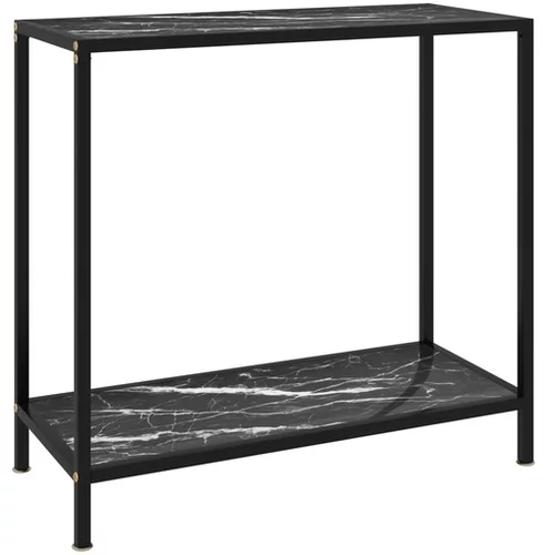  Konzolna mizica črna 80x35x75 cm kaljeno steklo