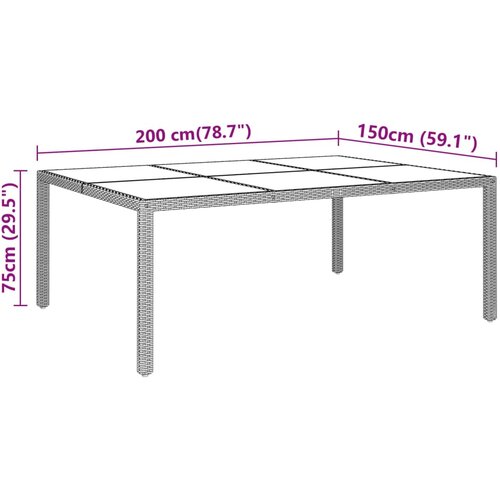 Vrtni stol 200x150x75 cm od kaljenog stakla i poliratana bež Slike