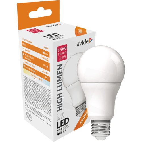Avide Sijalica, LED 12W, E27, 4000K, 230V AC, bijela svjetlost &amp;ndash; Globe A60 12W E27 Slike
