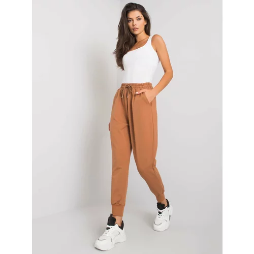 Fashion Hunters Light Brown Cotton Sweatpants by Cailie
