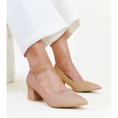 Gemre Pink glowing block heels Laity Cene