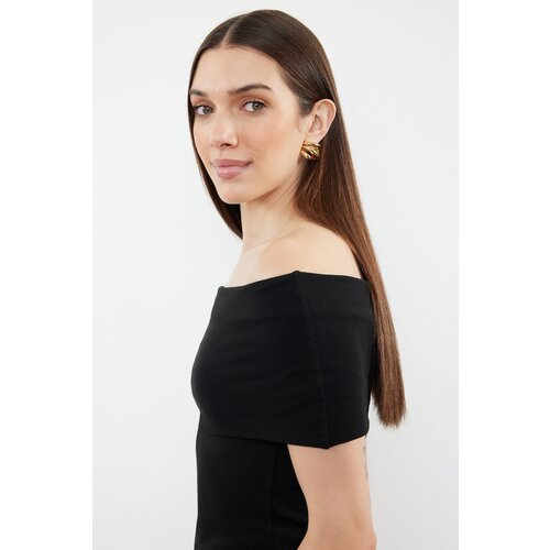 Trendyol Black Carmen Collar Fitted Knitted Madonna Collar Blouse Slike