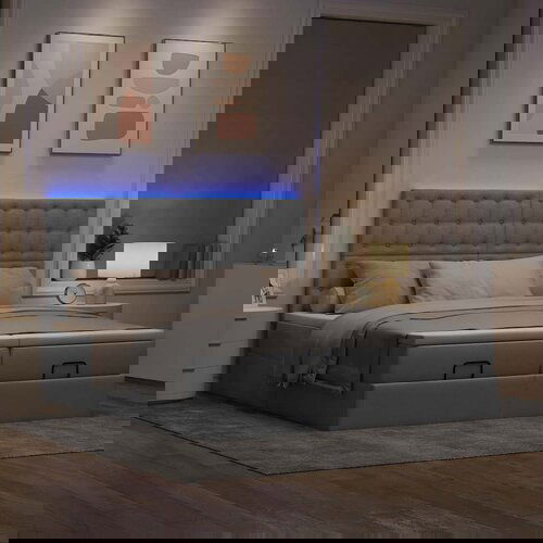 vidaXL Okvir kreveta s madracima svijetlosivi 200x200cm od tkanine Cene