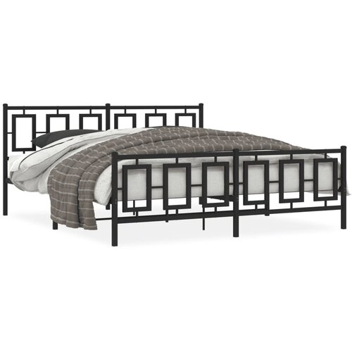 Maison Chic Kovinski Posteljni okvir - Dvoposteljna postelja - Zakonska postelja z vzglavjem in vznožjem črn 183x213 cm, (21695511) Slike