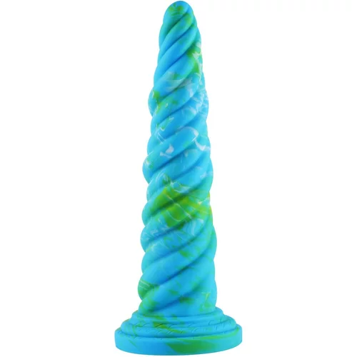HiSmith HSD35 Awl Shape Silicone Dildo Suction Cup 10.12" Blue-Green