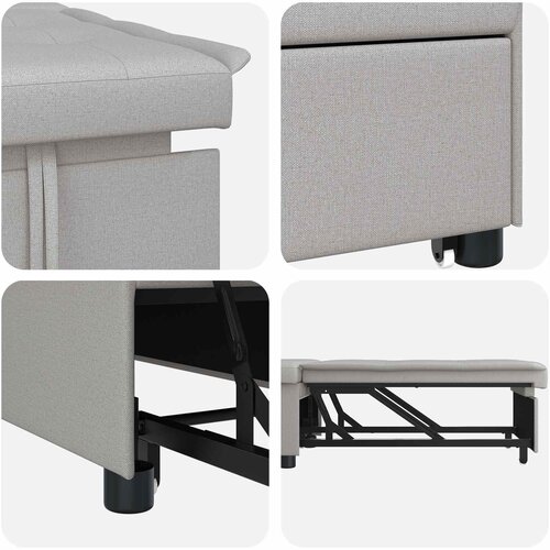  Krevet-sofa na razvlačenje Sivi 194 x 50 x 82 cm tkanina Slike