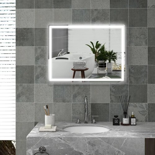  Kupaonsko zidno LED ogledalo s funkcijom protiv zamagljivanja 60x80x4 cm Slike