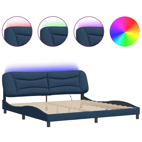 Maison Chic Posteljni okvir - Dvoposteljna postelja - Zakonska postelja z LED brez vzmetnice moder 200x200 cm blago, (21696968) Cene