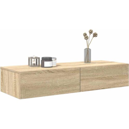  Zidna polica s ladicama sonoma hrast 100x36x19 cm izrađeno drvo Slike