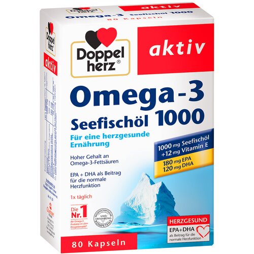 Doppelherz aktiv omega-3 1000 iz olje morskih rib - 80 kaps. Cene