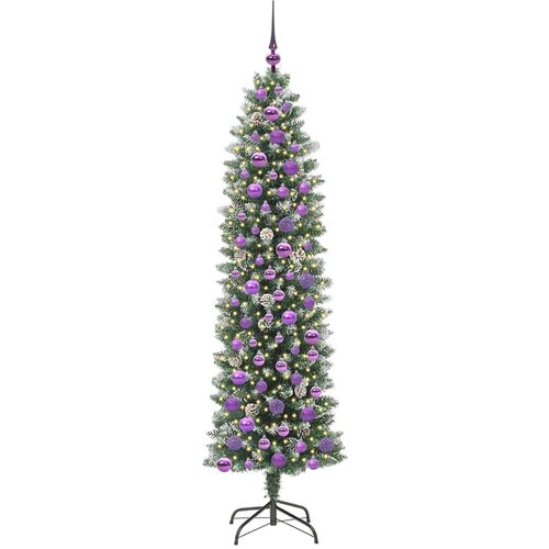 VidaXL Umjetno vitko božićno drvce s stalakom Zelena i bijela 180 cm Slike