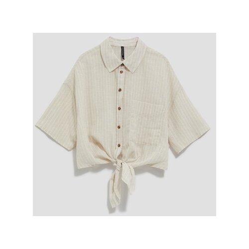Moodo LADIES SHIRT L-KO-4039 BEIGE_OFF WHITE Cene