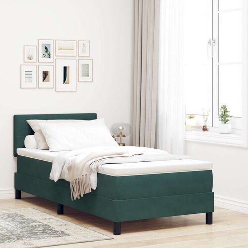  Box Spring Postelja z Blazino Temno Zelena 80x200 cm Žamet, (22051641) Slike