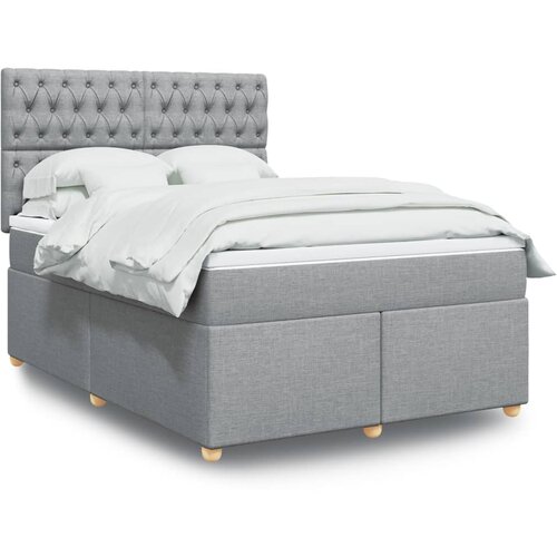 VidaXL Krevet box spring s madracem svjetlosiva 160x200 cm tkanina Slike
