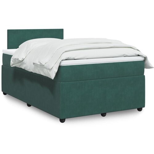 VidaXL Box spring postelja z vzmetnico temno zelena 120x200 cm žamet Slike