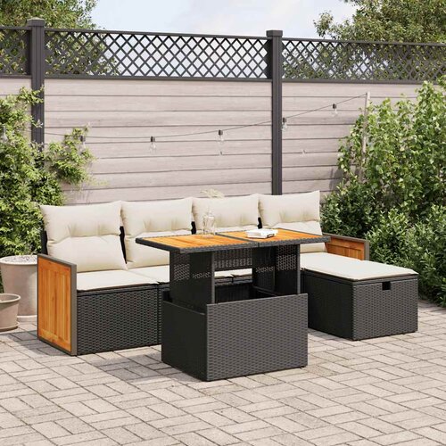 vidaXL 6-dijelni set vrtnih sofa s jastucima crni od poliratana Cijene