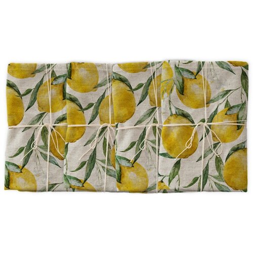 Really Nice Things Komplet 4 prtičkov z mešanico lanu Lemons, 43 x 43 cm Cene
