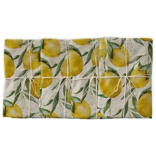 Really Nice Things set od 4 platnene salvete Lemons, 43 x 43 cm