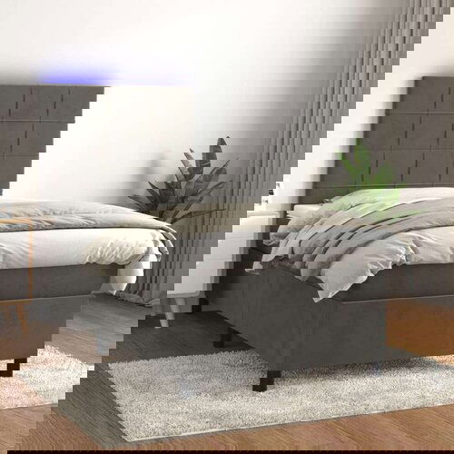  Box spring s madracem LED tamnosivi 90x200 cm bar&amp;scaron;un Slike