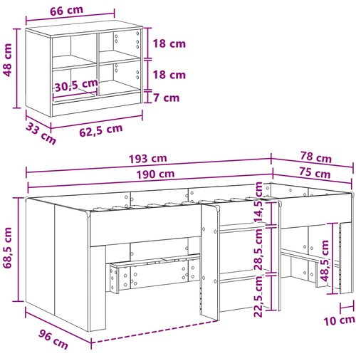  Loft krevet s ormarom 3 kom. Staro drvo Konstruirano drvo Smeđa 75 x 190 cm Slike