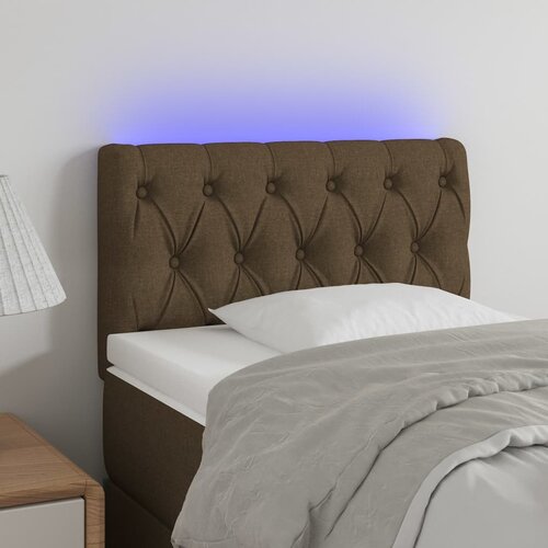 vidaXL LED posteljno vzglavje temno rjavo 80x7x78/88 cm blago Cene