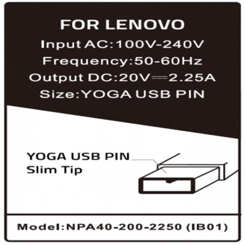 Gembird NPA40 200 2250 IB01 punjač za laptop 40W 20V 2.25A, USB Yellow PIN 778 Alt=IB04 Slike