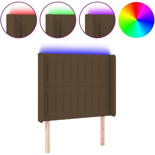 Maison Chic led posteljno vzglavje - vzglavna omarica - nočna omarica temno rjavo 83x16x118/128 cm blago, (21712808) Slike
