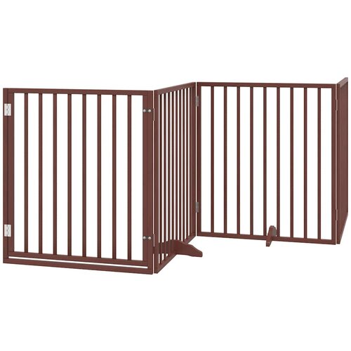 Vrata za pse s vrata&amp;scaron;cima 10 panela sklopiva 800 cm drvo topole Smeđa 80 x 90 x 2 cm Slike
