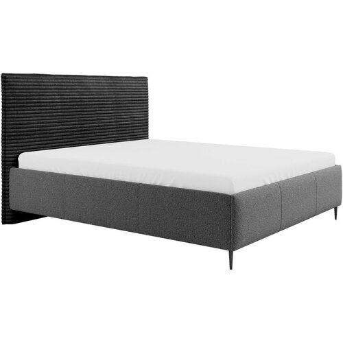 MID.YOU OBLAZINJENA POSTELJA 140 cm x 200 cm , les, tekstil, leseni material antracit Slike