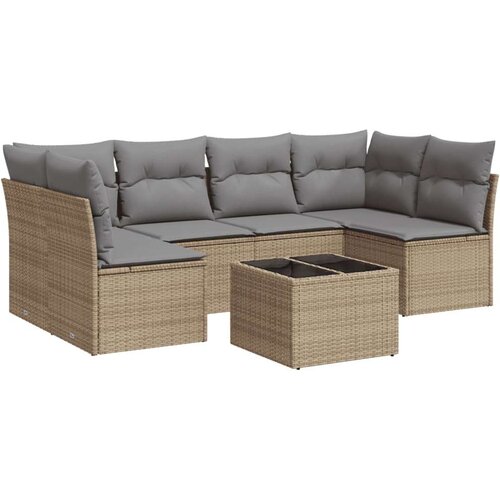 vidaXL 7-dijelni set vrtnih sofa od poliratana s jastucima bež Cene