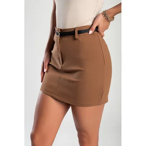 Fenzy Elegantna Mini Suknja S Remenom, Boja Deve Fenzy Elegantna Mini Suknja S Remenom, Boja Deve