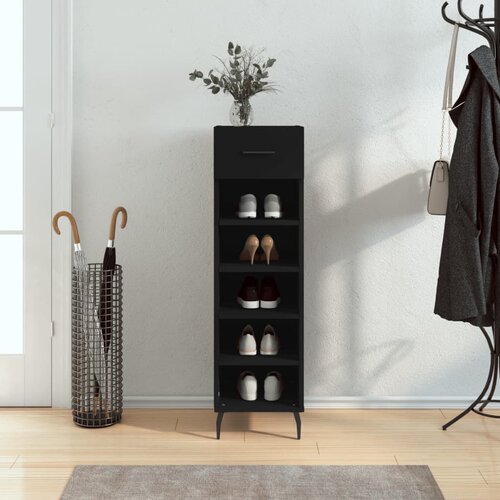 The Living Store Omarica za čevlje črna 30x35x105 cm inženirski les - Omarica Za Čevlje, (21429712) Slike