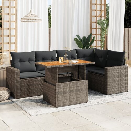 vidaXL 6-dijelni set vrtnih sofa od poliratana s jastucima sivi Cijene