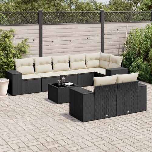  9-dijelni set vrtnih sofa s jastucima crni od poliratana Cijene
