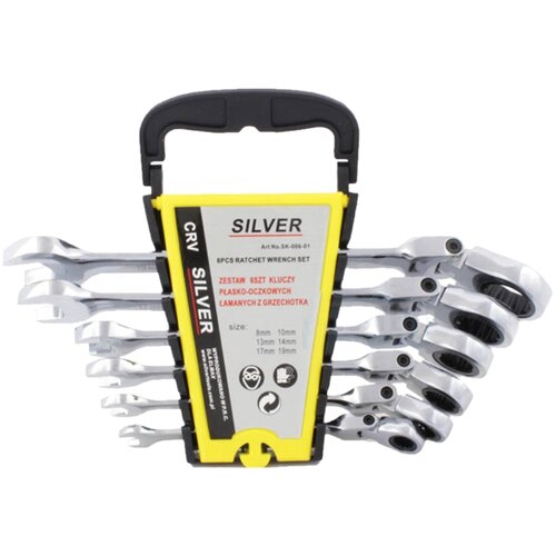 Silver Srebrni ravno ključ z ratchet /artikuliranim kompletom 6 kosov, (21831824) Slike