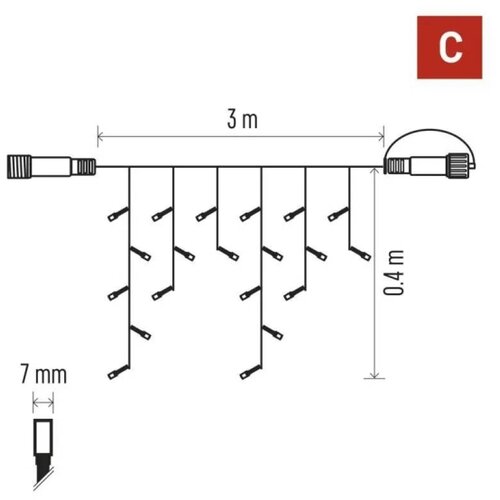  Spoljni LED lanac 50xLED/3x0,4m IP44 hladna/topla bela Slike