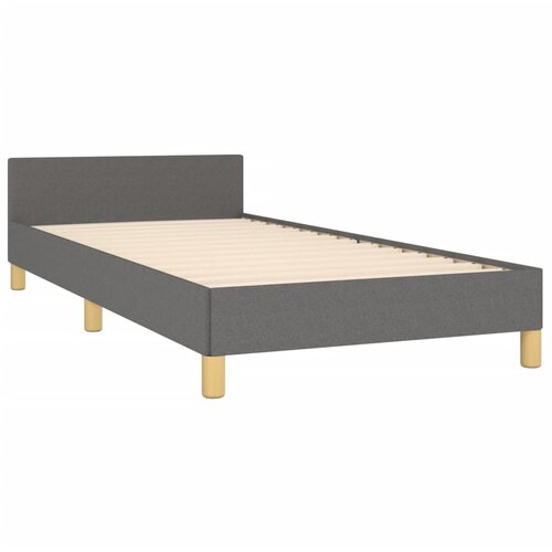  Okvir za krevet s uzglavljem tamnosivi 90x190 cm od tkanine Slike