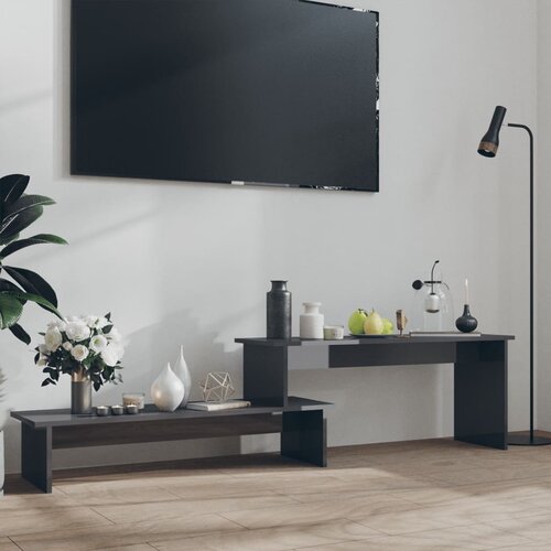 VidaXL TV omarica visok sijaj siva 180x30x43 cm iverna plo&amp;scaron;ča, (20734061) Slike