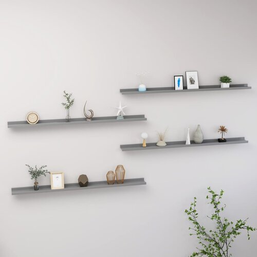 VidaXL Stenske police 4 kosi sive 115x9x3 cm Slike