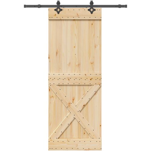 vidaXL Drsna vrata s kompletom vodil 85x210 cm trdna borovina Cene