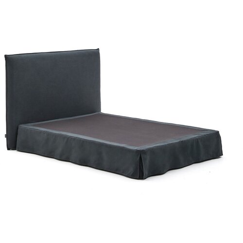Kave Home Antracitno sivi tapecirani bračni krevet 160x200 cm Jaira – Cijene