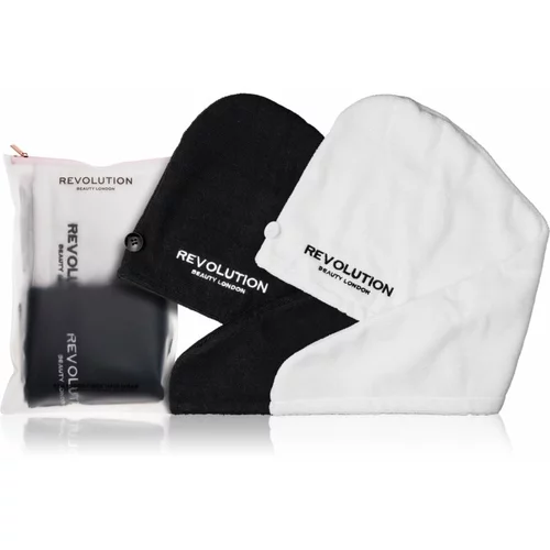 Revolution Haircare Microfibre Hair Wraps ručnik za kosu nijansa Black/White 2 kom