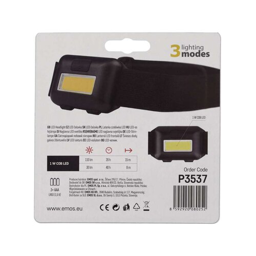 Emos naglavna led svetilka 1W, cob P3537 Slike
