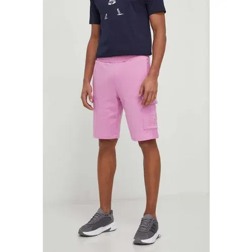 Ea7 Emporio Armani Pamučne kratke hlače boja: ružičasta, bez uzorka