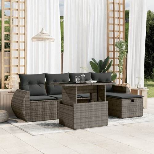 vidaXL 6-dijelni set vrtnih sofa od poliratana s jastucima sivi Cijene