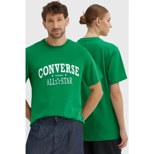Converse Bombažna kratka majica zelena barva, 10026458-A01