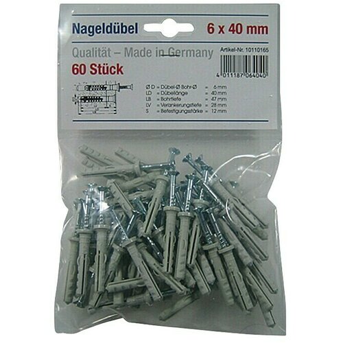  Udarna tipla (Promjer tiple: 6 mm, Duljina tiple: 40 mm, 60 Kom., Najlon) Cijene